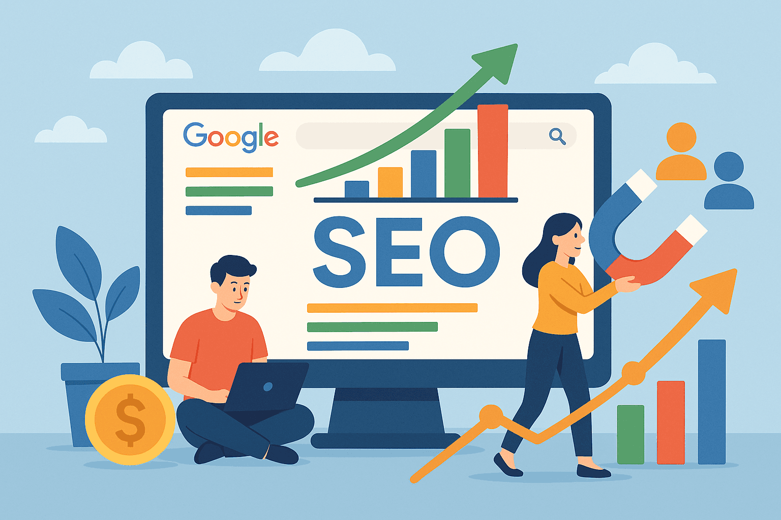 SEO strategy driving Google rankings, organic traffic, and lead generation through search engine optimization.