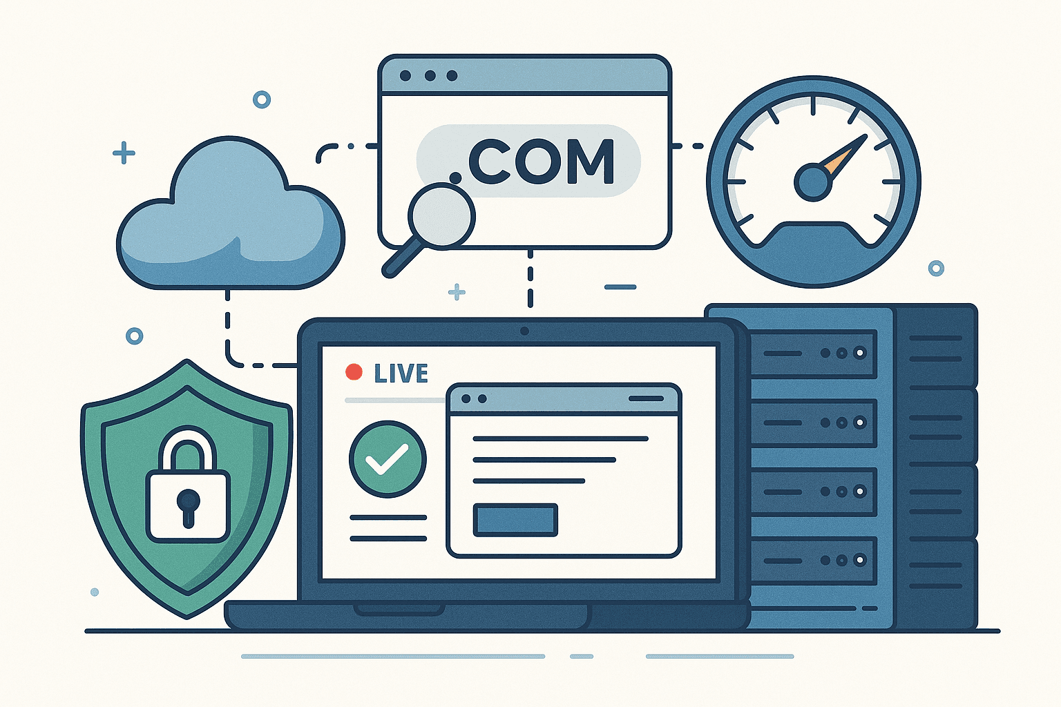Secure domain hosting and website management with fast loading, cloud integration, and uptime monitoring.